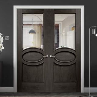 Image: Prefinished Bespoke Calabria Oak Glazed Door Pair - Choose Your Colour