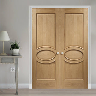 Image: Bespoke Calabria Oak Panel Door Pair - Raised Mouldings