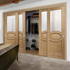 Bespoke Thruslide Calabria Oak Glazed 4 Door Wardrobe and Frame Kit