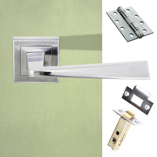 Image: California Status Fire Lever on Square Rose - Satin Chrome Handle Pack