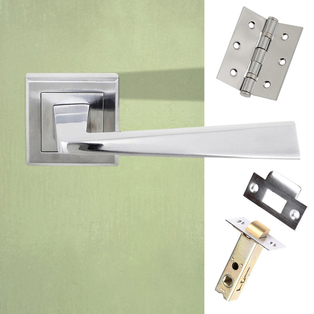 California Status Lever on Square Rose - Satin Chrome Handle Pack