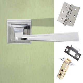 Image: California Status Lever on Square Rose - Satin Chrome Handle Pack