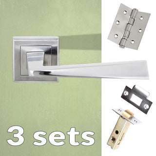 Image: Three Pack California Status Lever on Square Rose - Satin Chrome Handle