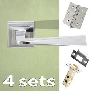 Image: Four Pack California Status Lever on Square Rose - Satin Chrome Handle