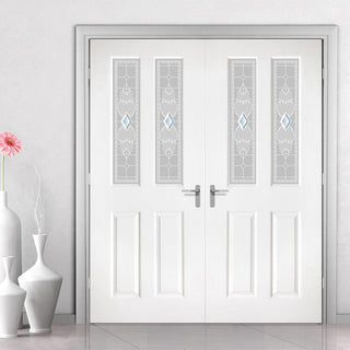 Image: Grainger Grained Internal PVC Door Pair - Callini Style Glass