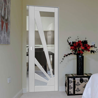 Image: Calypso Aurora Shaker Absolute Evokit Pocket Door - Clear Glass - White Primed