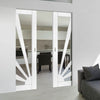 Calypso Aurora Shaker Absolute Evokit Double Pocket Doors - Clear Glass - White Primed