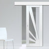 Single Sliding Door & Wall Track - Calypso Aurora White Primed Door - Clear Glass