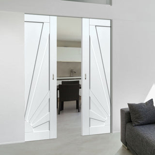 Image: Calypso Aurora Shaker Absolute Evokit Double Pocket Doors - White Primed