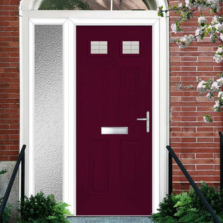 Image: Premium Composite Front Door Set with One Side Screen - Camarque 2 Linear Glass - Shown in Purple Violet