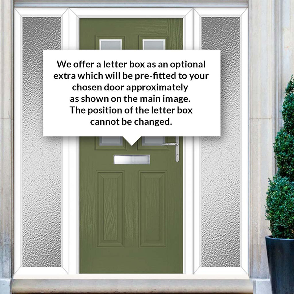 Premium Composite Front Door Set with Two Side Screens - Camarque 4 Ice Edge Glass - Shown in Reed Green