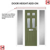 Premium Composite Front Door Set with Two Side Screens - Camarque 4 Ice Edge Glass - Shown in Reed Green