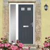 Premium Composite Front Door Set with One Side Screen - Camarque 2 Ice Edge Glass - Shown in Slate Grey