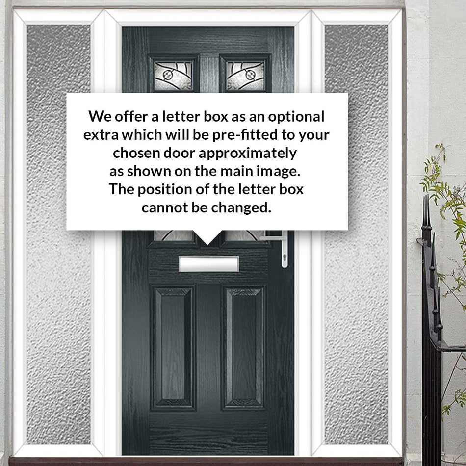 Premium Composite Front Door Set with Two Side Screens - Camarque 4 Abstract Glass - Shown in Anthracite Grey