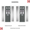 Premium Composite Front Door Set with Two Side Screens - Camarque 4 Barite Glass - Shown in Mouse Grey