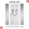 Premium Composite Front Door Set with Two Side Screens - Camarque 4 Barite Glass - Shown in Mouse Grey