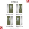 Premium Composite Front Door Set with One Side Screen - Camarque 4 Ice Edge Glass - Shown in Reed Green
