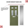 Premium Composite Front Door Set with One Side Screen - Camarque 4 Ice Edge Glass - Shown in Reed Green