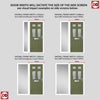 Premium Composite Front Door Set with One Side Screen - Camarque 4 Ice Edge Glass - Shown in Reed Green