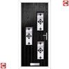 Cottage Style Cambridge 3 Composite Front Door Set with Hnd Palopo Black Glass - Shown in Black