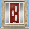 Cottage Style Cambridge 3 Composite Front Door Set with Double Side Screen - Hnd Kupang Red Glass - Shown in Red