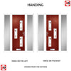 Cottage Style Cambridge 3 Composite Front Door Set with Double Side Screen - Hnd Kupang Red Glass - Shown in Red