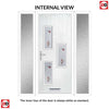 Cottage Style Cambridge 3 Composite Front Door Set with Double Side Screen - Hnd Kupang Red Glass - Shown in Red