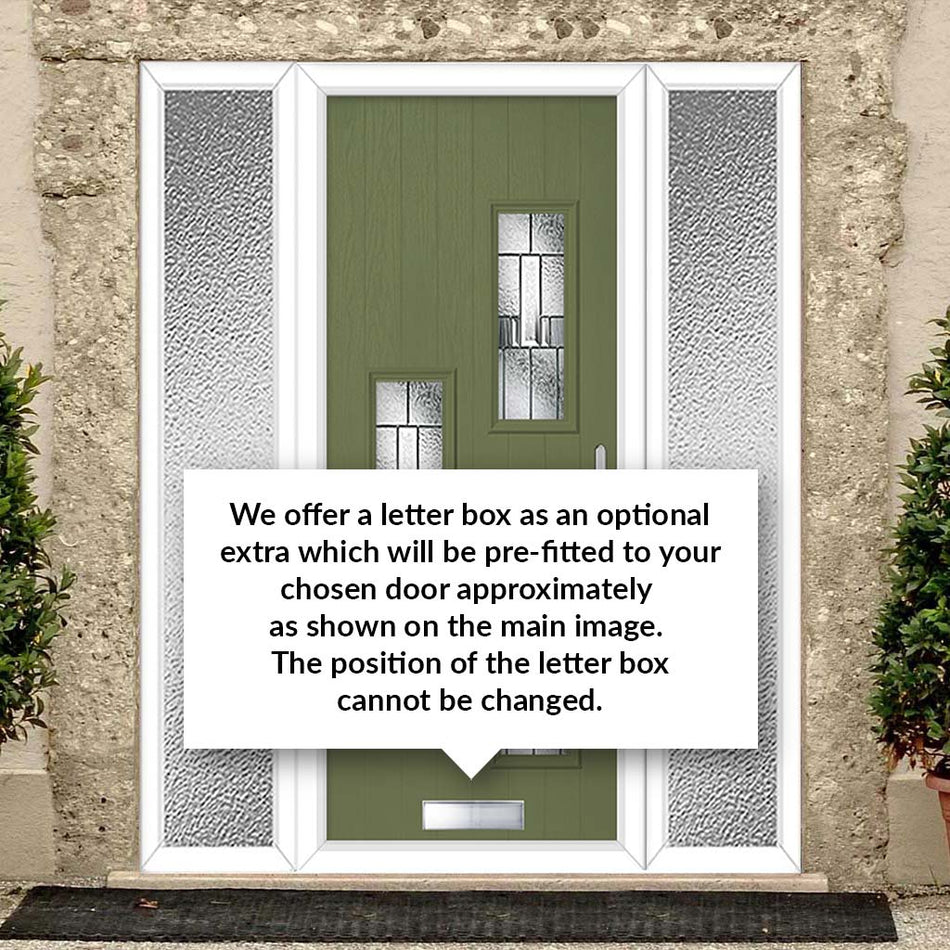 Cottage Style Cambridge 3 Composite Front Door Set with Double Side Screen - Hnd Prairie Glass - Shown in Reed Green