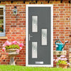 Cottage Style Cambridge 3 Composite Front Door Set with Hnd Roma Glass - Shown in Mouse Grey