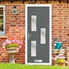 Cottage Style Cambridge 3 Composite Front Door Set with Hnd Roma Glass - Shown in Mouse Grey