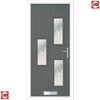 Cottage Style Cambridge 3 Composite Front Door Set with Hnd Roma Glass - Shown in Mouse Grey