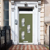 Cottage Style Cambridge 3 Composite Front Door Set with Hnd Prairie Glass - Shown in Reed Green