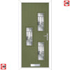 Cottage Style Cambridge 3 Composite Front Door Set with Hnd Prairie Glass - Shown in Reed Green