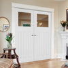 Cambridge White Primed Period Internal Door Pair - Clear Glass