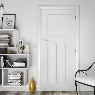 Image: Bespoke Cambridge White Primed Panel Fire Internal Door - 1/2 Hour Fire Rated