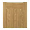 Cambridge Period Oak Veneer Staffetta Quad Telescopic Pocket Doors - Frosted Glass - Unfinished