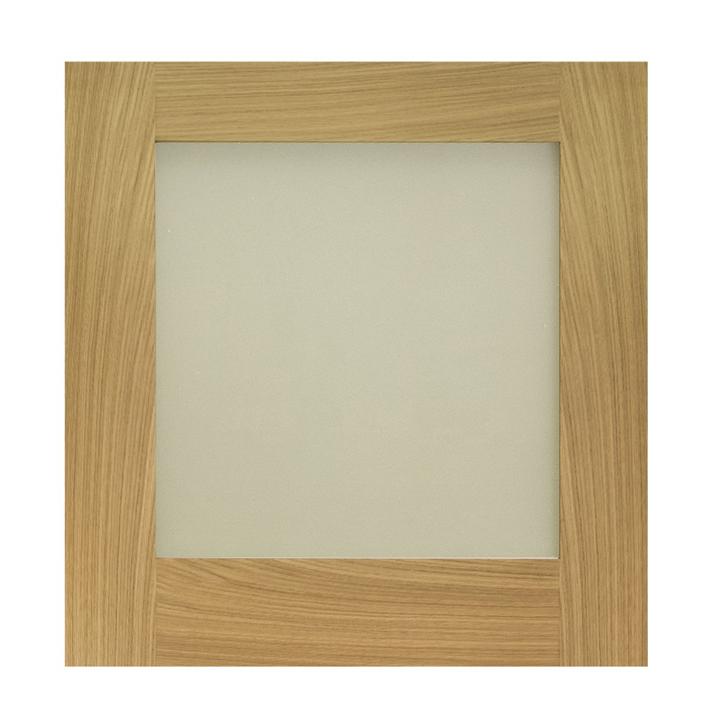 Cambridge Period Oak Veneer Staffetta Twin Telescopic Pocket Doors - Frosted Glass - Unfinished