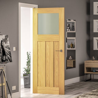 Image: Cambridge period style oak door with frosted glass on top 