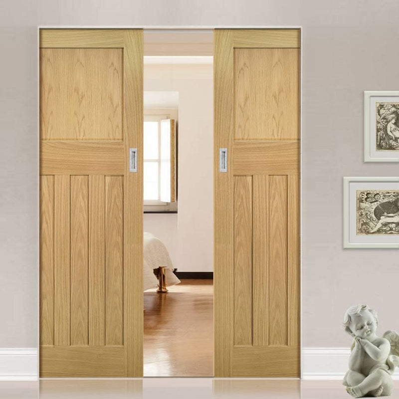 Cambridge Period Oak Absolute Evokit Double Pocket Doors - Unfinished