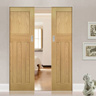 Image: Cambridge Period Oak Absolute Evokit Double Pocket Doors - Unfinished