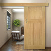 Single Sliding Door & Wall Track - Cambridge Period Oak Door - Unfinished