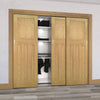 Three Sliding Maximal Wardrobe Doors & Frame Kit - Cambridge Period Oak Door - Unfinished