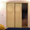 Cambridge Period Oak Veneer Staffetta Twin Telescopic Pocket Doors - Unfinished