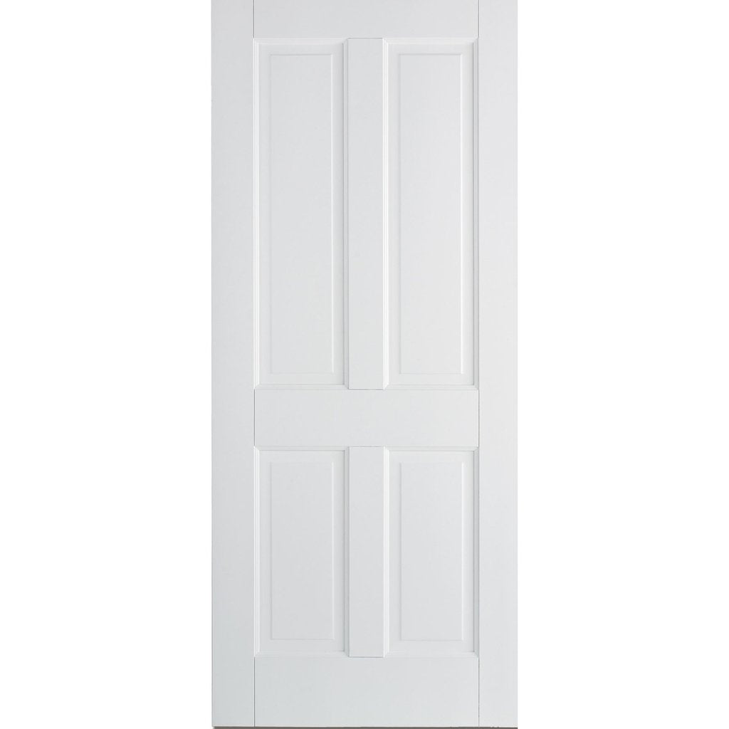 White Fire Door, Canterbury 4 Panel DSN Door - 1/2 Hour Rated - White Primed