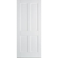 White Fire Door, Canterbury 4 Panel DSN Door - 1/2 Hour Rated - White Primed