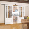 Double Sliding Door & Wall Track - Canterbury White Primed Door - Clear Bevelled Glass