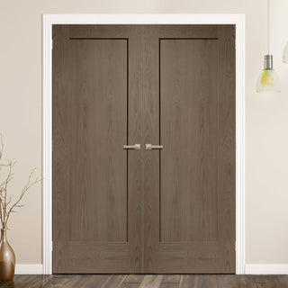 Image: Prefinished Pattern 10 Oak 1 Panel Door Pair - Choose Your Colour