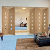 Five Folding Doors & Frame Kit - Carini 5 Pane Oak 3+2 - Clear Glass - Prefinished