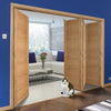 Four Folding Doors & Frame Kit - Carini 7 Panel Flush Oak 3+1 - Prefinished