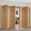 Six Folding Doors & Frame Kit - Carini 7 Panel Flush Oak 3+3 - Prefinished